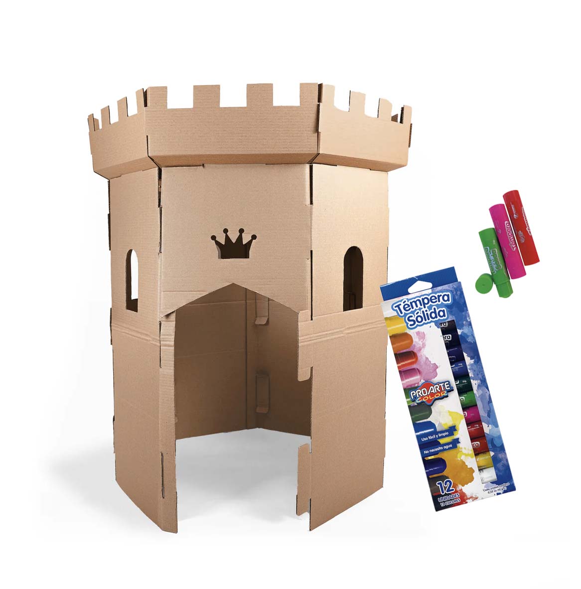 Pack Castillo + Temperas Solidas 12 colores